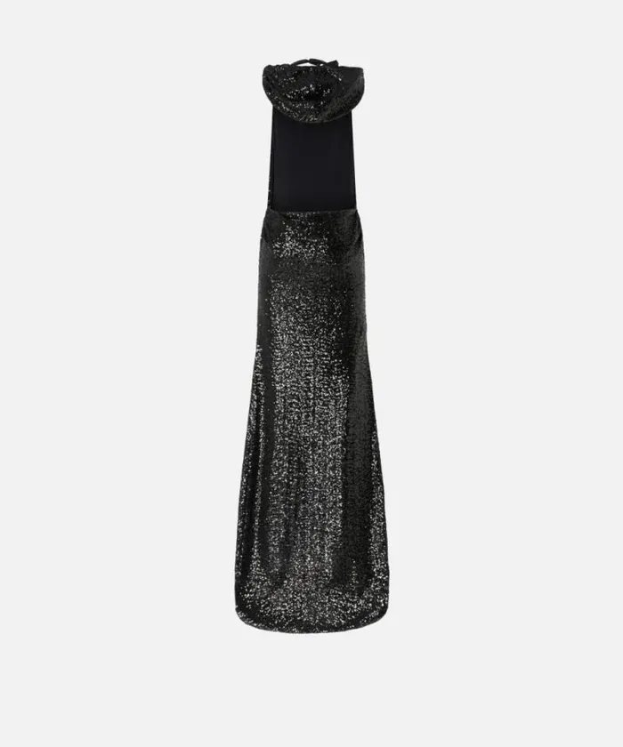 Women Dresses Pinko Elegant Long Sequinned Dress With Open Back Limo Black Women Dresses Pinko Elegant Long Sequinned Dress With Open Back Limo Black