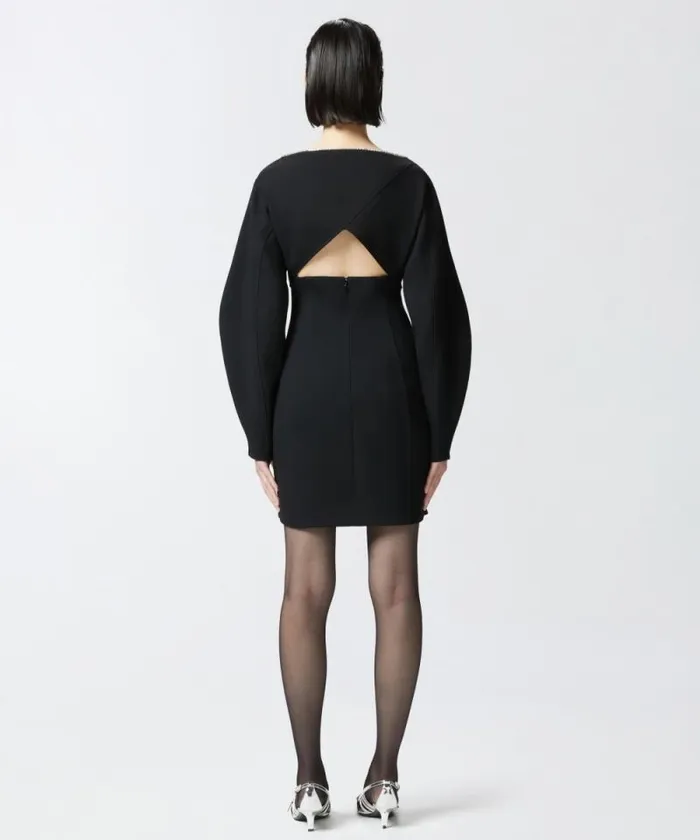 Women Dresses Pinko Elegant Longsleeved Dress With Rhinestonedetailed Neckline Limo Black Women Dresses Pinko Elegant Longsleeved Dress With Rhinestonedetailed Neckline Limo Black