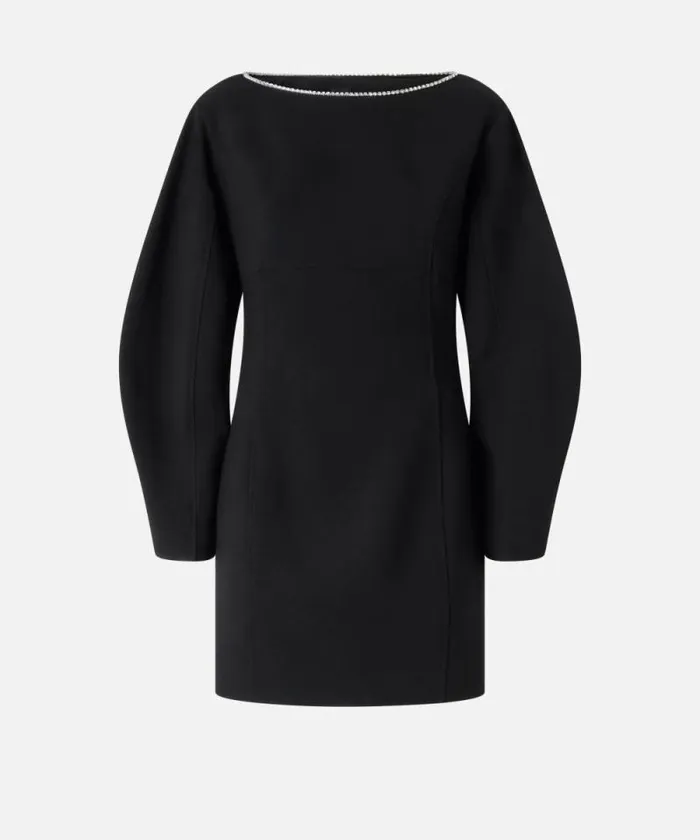 Women Dresses Pinko Elegant Longsleeved Dress With Rhinestonedetailed Neckline Limo Black Women Dresses Pinko Elegant Longsleeved Dress With Rhinestonedetailed Neckline Limo Black