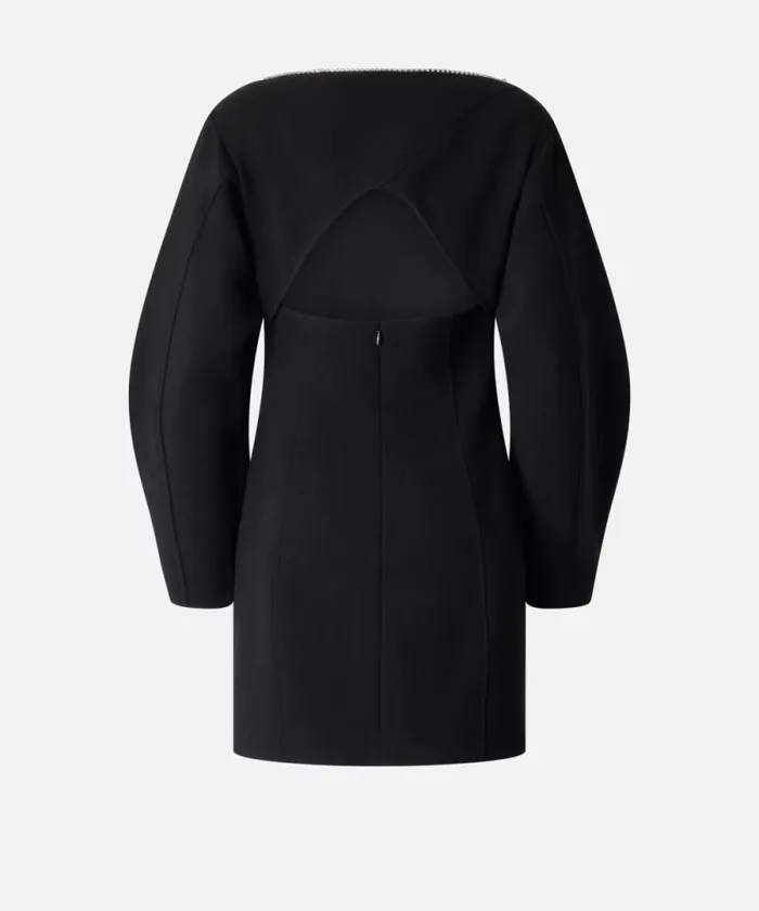 Women Dresses Pinko Elegant Longsleeved Dress With Rhinestonedetailed Neckline Limo Black Women Dresses Pinko Elegant Longsleeved Dress With Rhinestonedetailed Neckline Limo Black