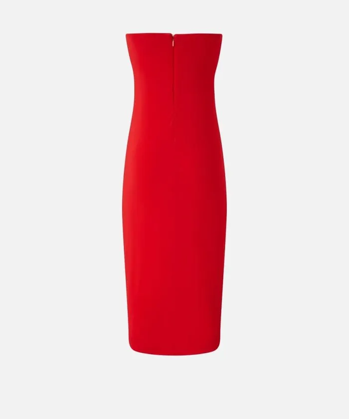 Women Dresses Pinko Evening Midi Dress With Contoured Neckline Lively Red Women Dresses Pinko Evening Midi Dress With Contoured Neckline Lively Red