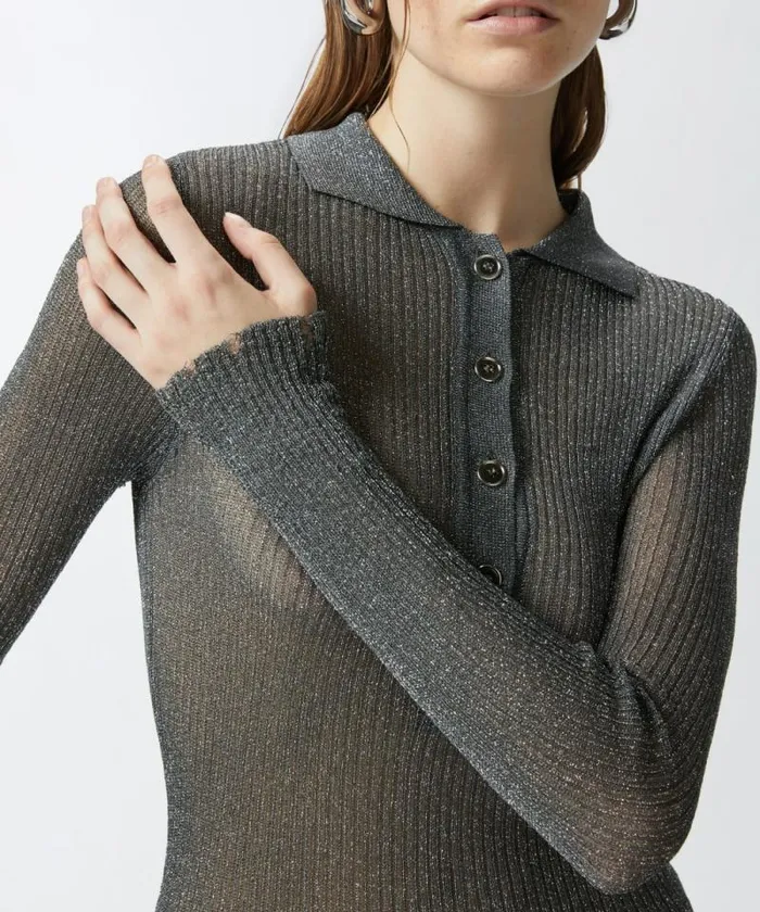 Women Dresses Pinko Lightweight Ribbed Knit Midi Dress Greysilver Women Dresses Pinko Lightweight Ribbed Knit Midi Dress Greysilver