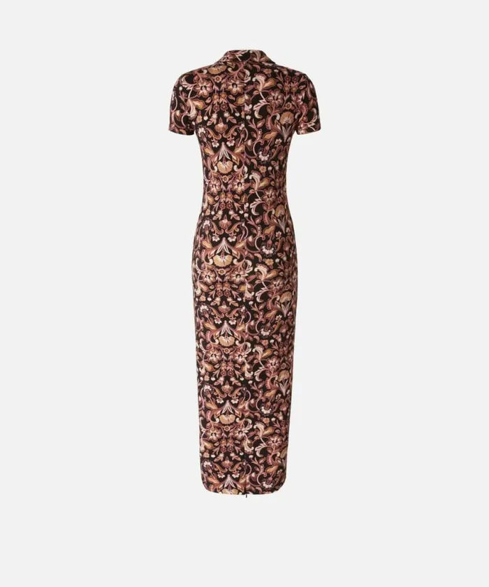 Women Dresses Pinko Long Floral Dress With Short Sleeves Multi Brownbeige Women Dresses Pinko Long Floral Dress With Short Sleeves Multi Brownbeige