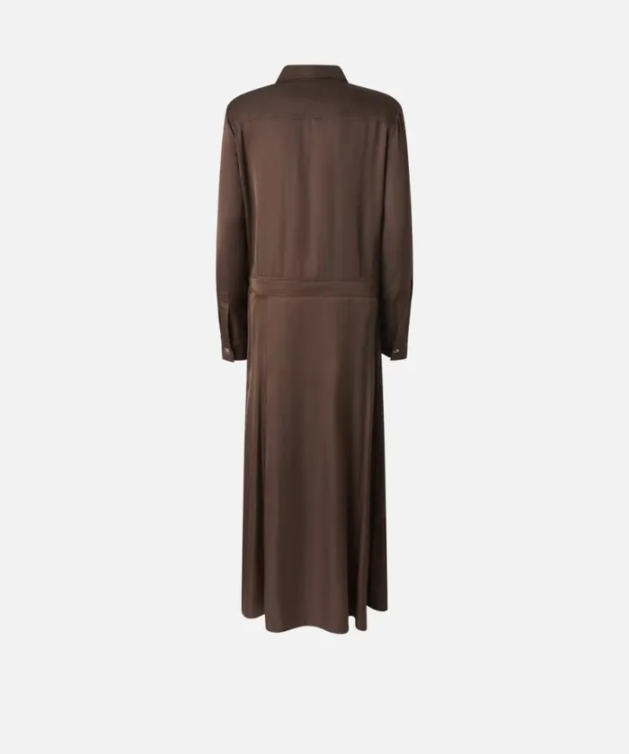 Women Dresses Pinko Long Satin Shirt Dress Brownafrica Earth Women Dresses Pinko Long Satin Shirt Dress Brownafrica Earth