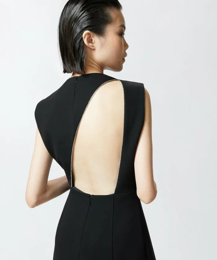 Women Dresses Pinko Mini Dress With Bare Back And Rhinestones Limo Black Women Dresses Pinko Mini Dress With Bare Back And Rhinestones Limo Black