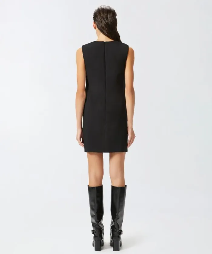 Women Dresses Pinko Short Sleeveless Dress With Front Flaps Limo Black Women Dresses Pinko Short Sleeveless Dress With Front Flaps Limo Black