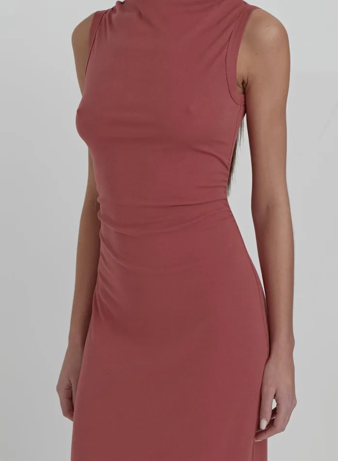 Women Dusty Red Jersey Midaxi Dress Derry 4th and Reckless Dresses