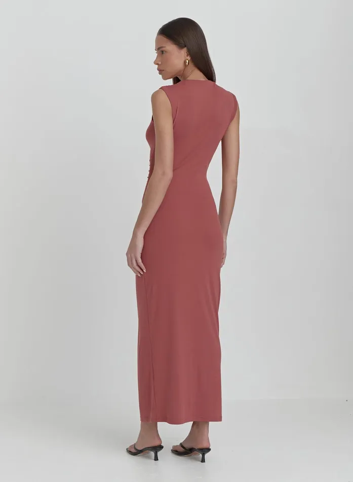 Women Dusty Red Jersey Midaxi Dress Derry 4th and Reckless Dresses