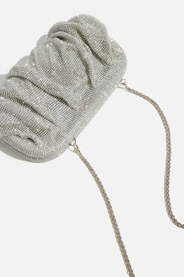 Women Dynamite Bags Draped Gem Clutch Grey