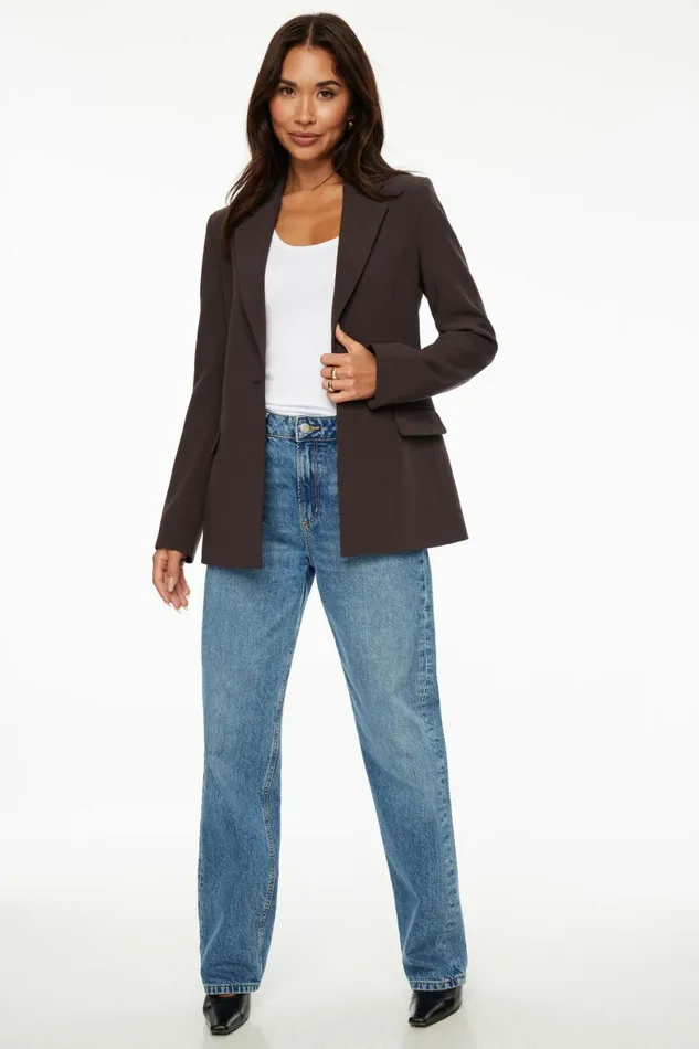 Women Dynamite Blazers and Vests Adeline Single Breasted Blazer Brown