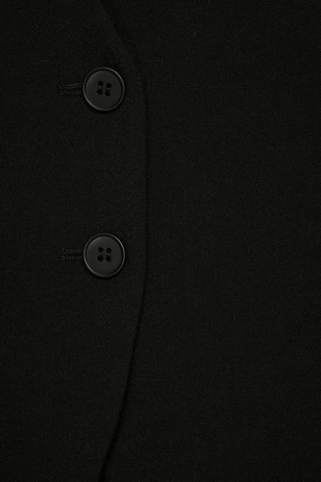Women Dynamite Blazers and Vests Long Flyaway Vest BLACK