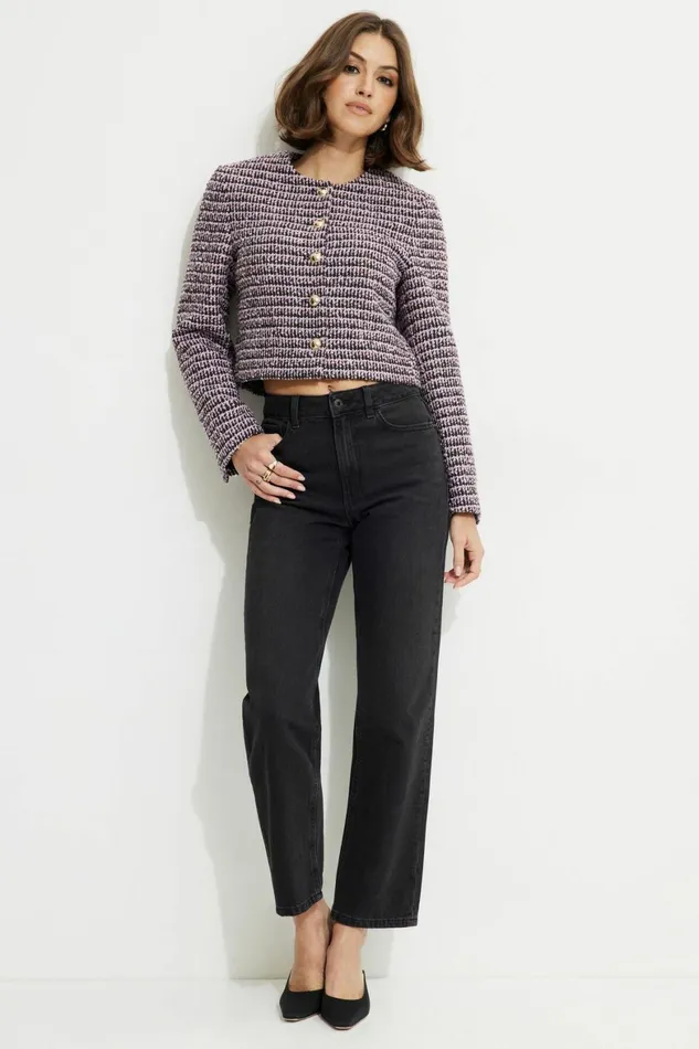 Women Dynamite Blazers and Vests Margaux Tweed Blazer Purple
