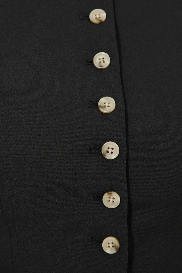 Women Dynamite Blazers and Vests Round Neck Flyaway Vest Black