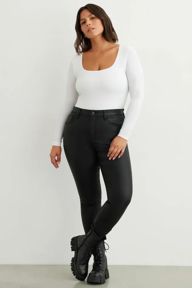 Women Dynamite Bodysuits Maren Sculpt Square Neck Bodysuit White