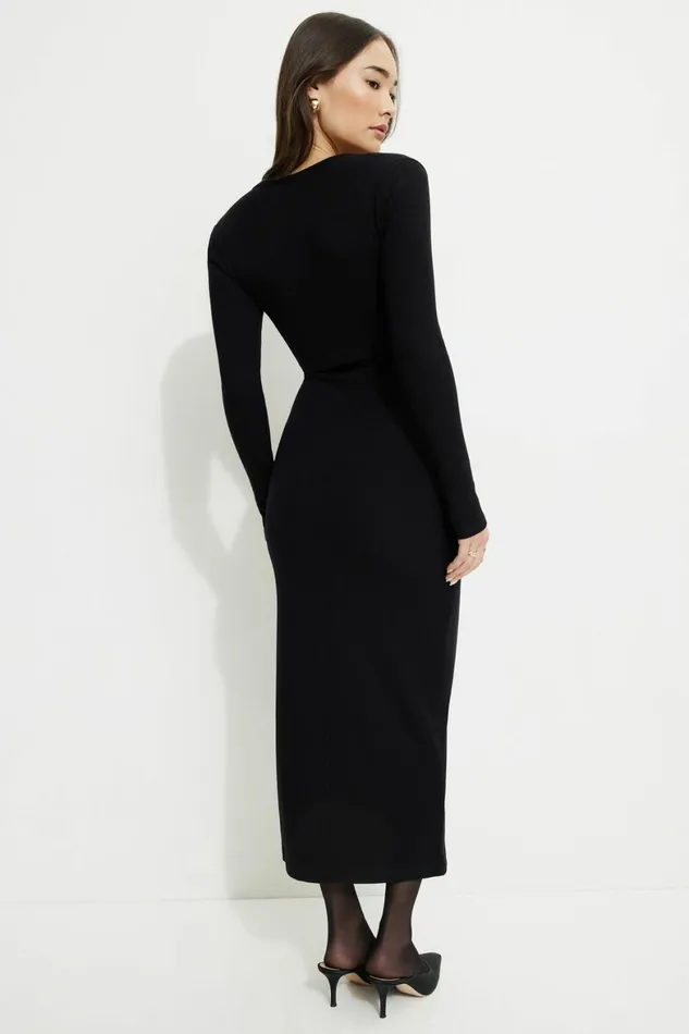 Women Dynamite Dresses and Jumpsuits Cherry Ribbed Bolero Maxi Dress Black