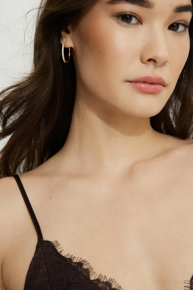 Women Dynamite Earrings 3Pack Gem Hoop Earrings White