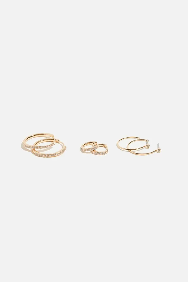 Women Dynamite Earrings 3Pack Gem Hoop Earrings White