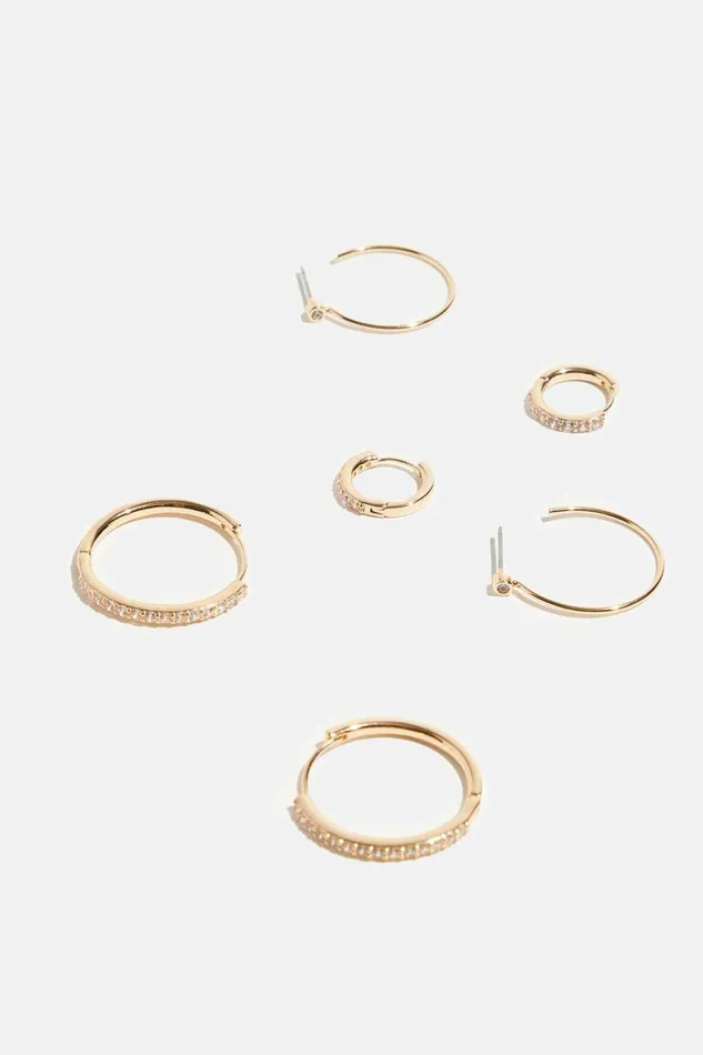 Women Dynamite Earrings 3Pack Gem Hoop Earrings White