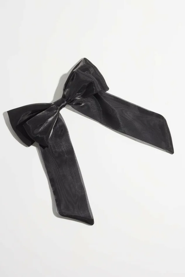 Women Dynamite Hair Accessories Oversized Organza Bow Hair Clip Black