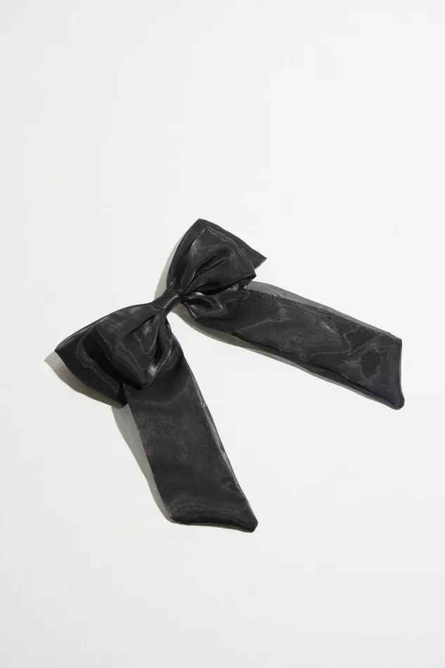 Women Dynamite Hair Accessories Oversized Organza Bow Hair Clip Black