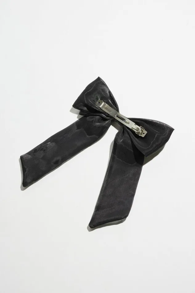 Women Dynamite Hair Accessories Oversized Organza Bow Hair Clip Black