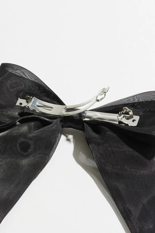 Women Dynamite Hair Accessories Oversized Organza Bow Hair Clip Black