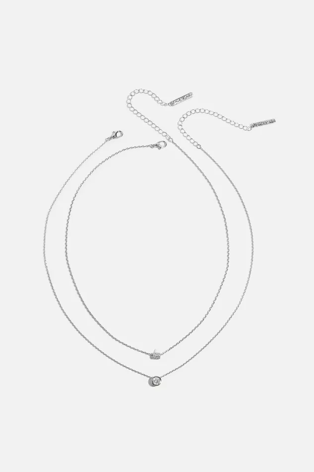 Women Dynamite Necklaces 2Pack Mini Gem Roll Necklaces Gray