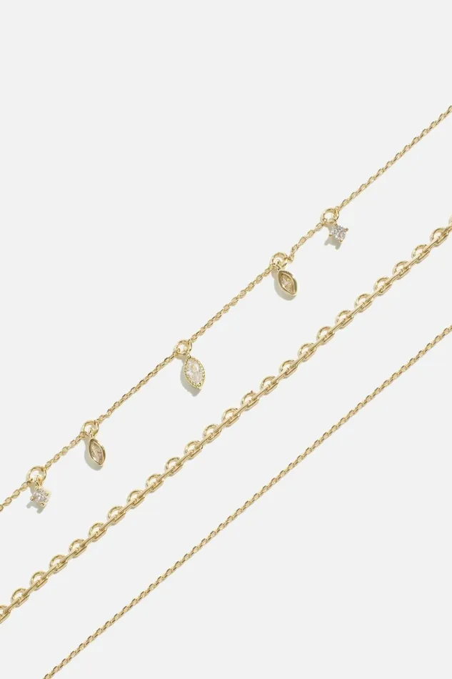 Women Dynamite Necklaces 3Pack Marquise and Delicate Necklaces White