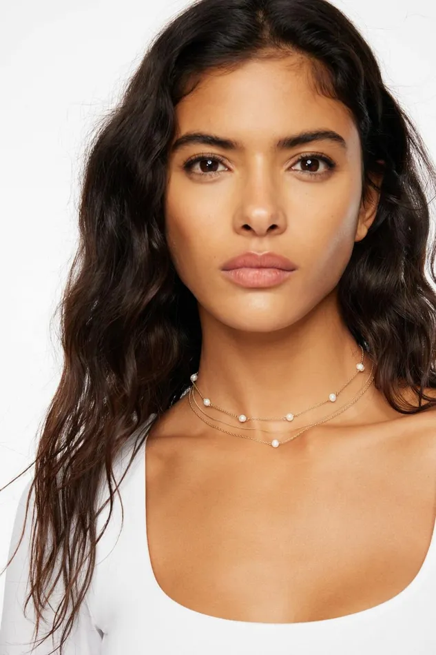 Women Dynamite Necklaces Layered Delicate Pearl Necklace White