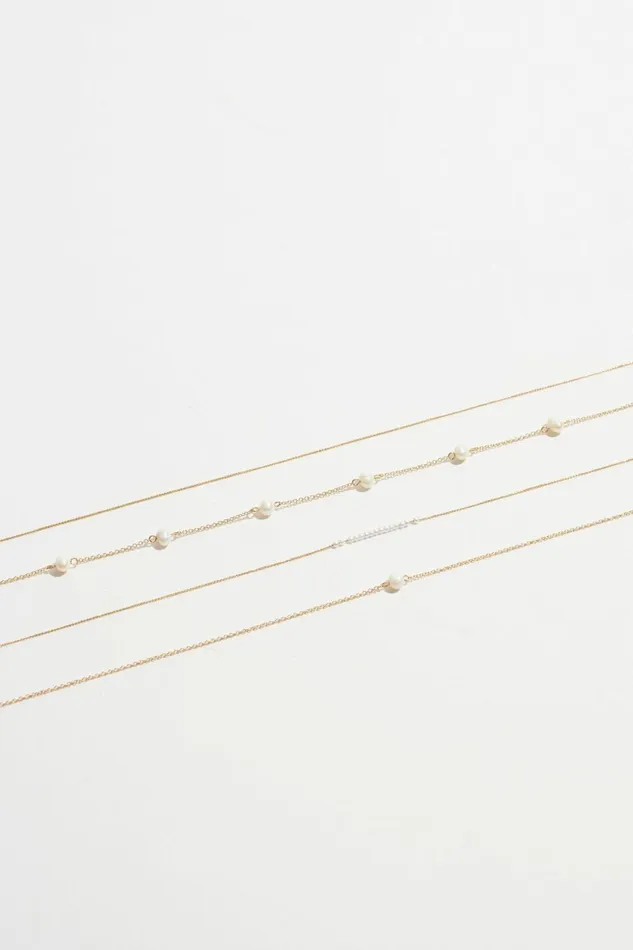 Women Dynamite Necklaces Layered Delicate Pearl Necklace White