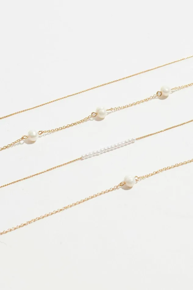 Women Dynamite Necklaces Layered Delicate Pearl Necklace White