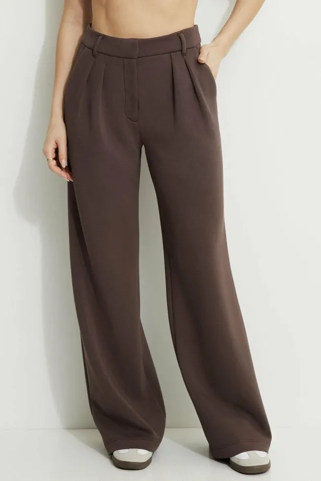Women Dynamite Pants Anywear Scuba Trouser Pants Brown