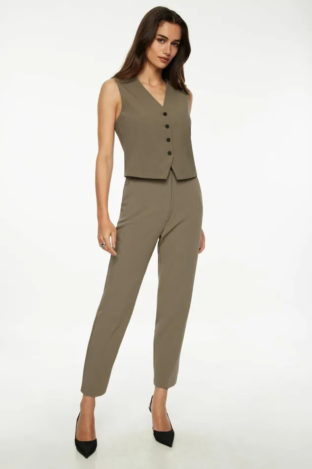 Women Dynamite Pants Emily Tailored Slim Ankle Pants Brown
