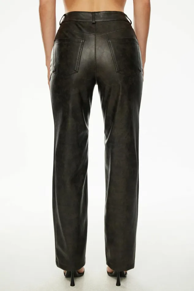 Women Dynamite Pants Justina Straight Faux Leather Pants Brown