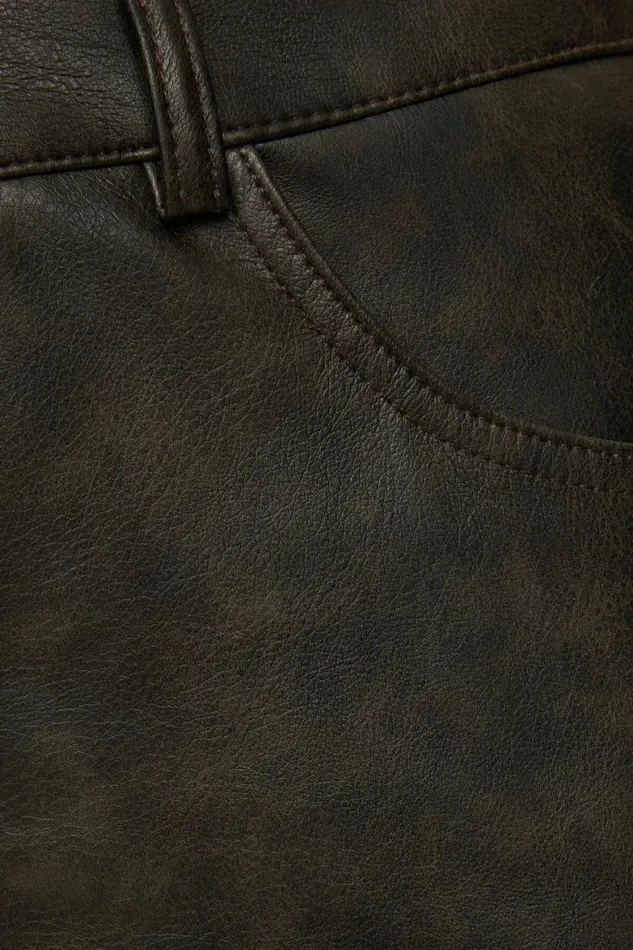 Women Dynamite Pants Justina Straight Faux Leather Pants Brown