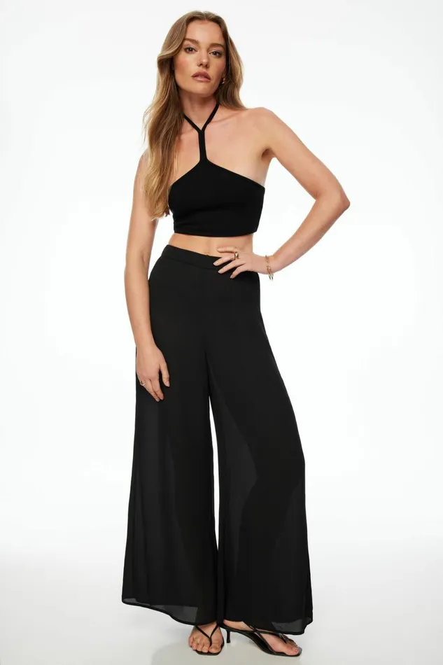 Women Dynamite Pants Wide Leg Palazzo Pants Black