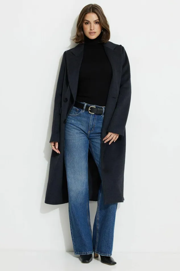 Women Dynamite Tops Button Cuff Turtleneck Sweater Black