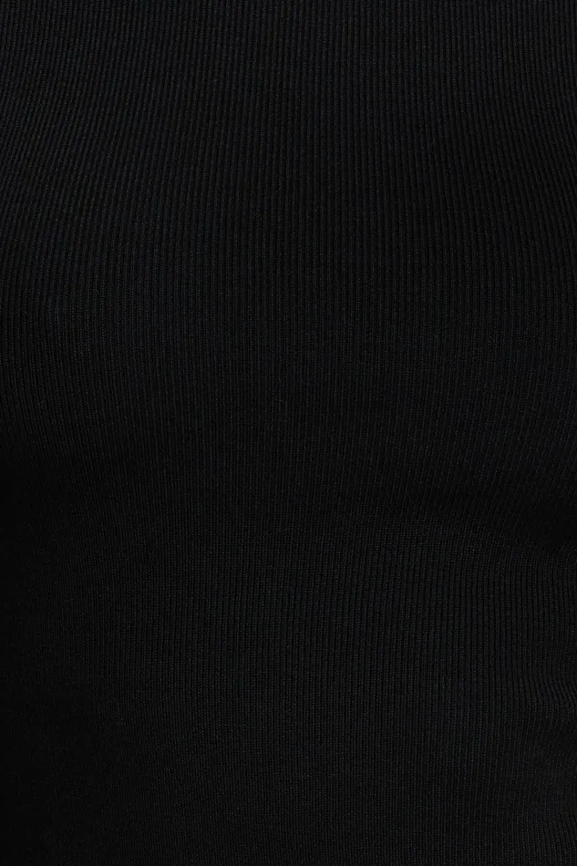 Women Dynamite Tops Button Cuff Turtleneck Sweater Black