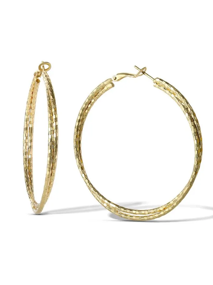 Women Earrings Jessica Simpson Double Hoop Faceted Earrings
