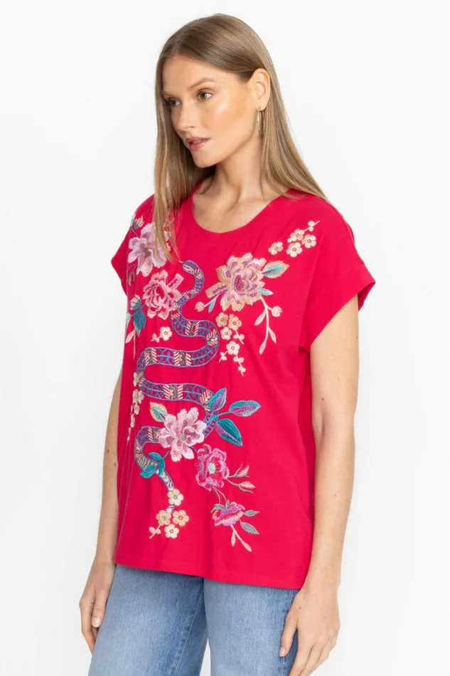 Women EDIE RELAXED TEE Virtual Pink Johnny Was Tops Women EDIE RELAXED TEE Virtual Pink Johnny Was Tops