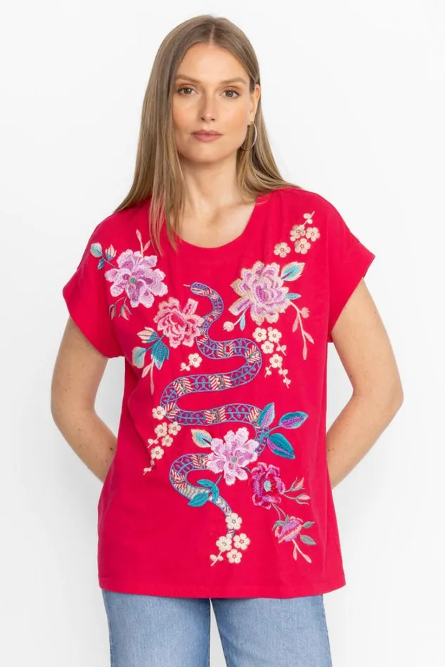 Women EDIE RELAXED TEE Virtual Pink Johnny Was Tops Women EDIE RELAXED TEE Virtual Pink Johnny Was Tops