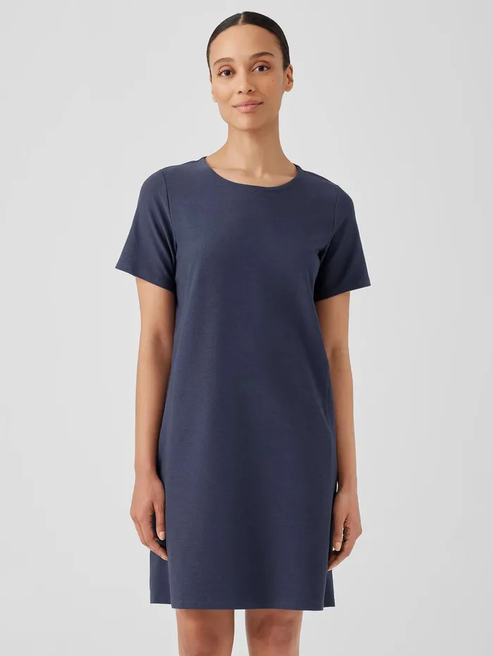 Women Eileen Fisher Dresses and Skirts Washable Stretch Crepe Jewel Neck Dress Ocean Women Eileen Fisher Dresses and Skirts Washable Stretch Crepe Jewel Neck Dress Ocean