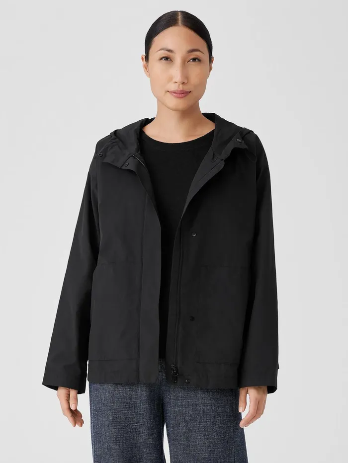 Women Eileen Fisher Jackets Coats and Vests Light Cotton Nylon Hooded Jacket Black Women Eileen Fisher Jackets Coats and Vests Light Cotton Nylon Hooded Jacket Black