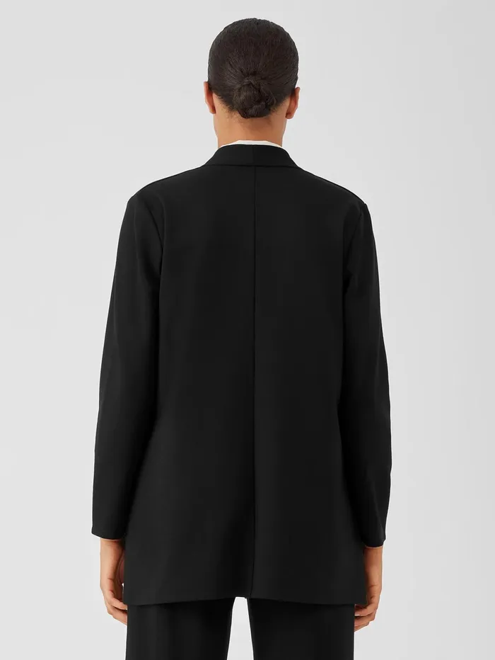 Women Eileen Fisher Jackets Coats and Vests Washable Flex Ponte High Collar Jacket Black