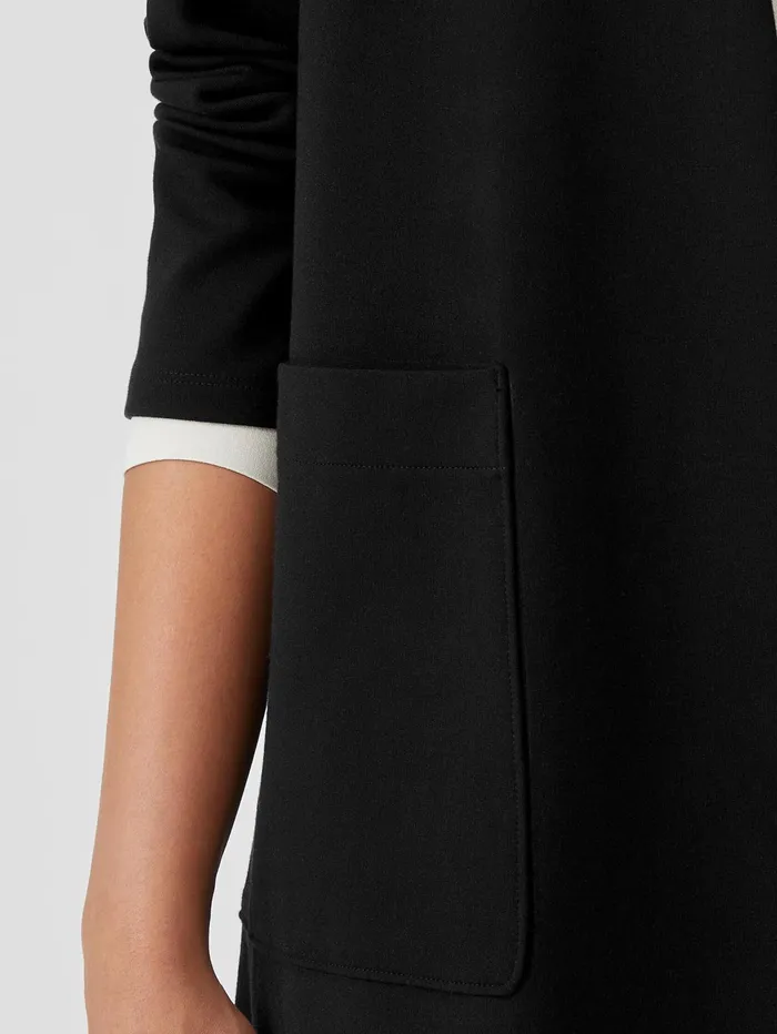 Women Eileen Fisher Jackets Coats and Vests Washable Flex Ponte High Collar Jacket Black