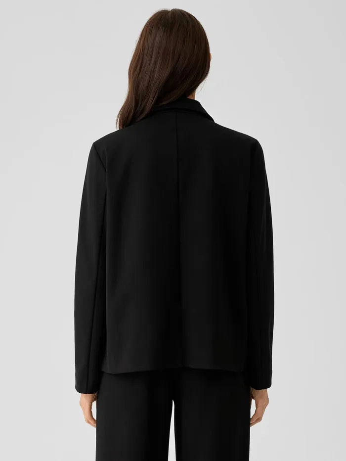 Women Eileen Fisher Jackets Coats and Vests Washable Flex Ponte Notch Collar Blazer Black
