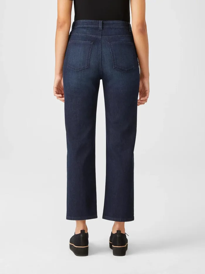 Women Eileen Fisher Pants Shorts and Jumpsuits Organic Cotton Stretch Straight Ankle Jean Utility Blue