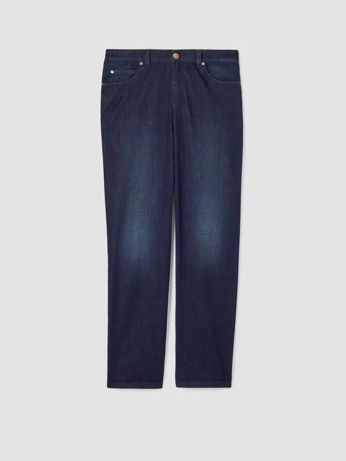 Women Eileen Fisher Pants Shorts and Jumpsuits Organic Cotton Stretch Straight Ankle Jean Utility Blue