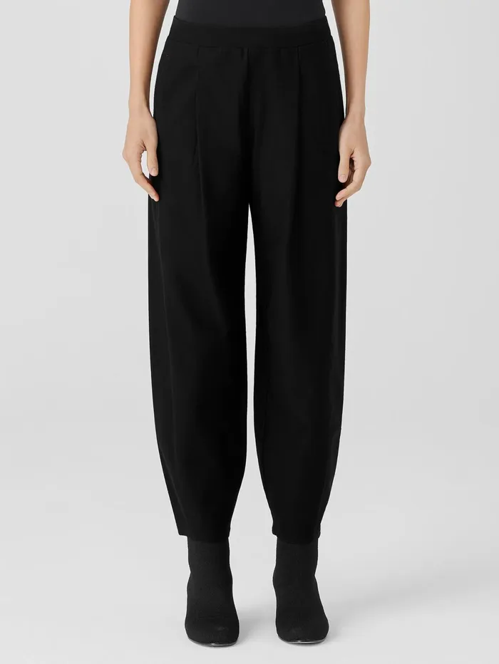 Women Eileen Fisher Pants Shorts and Jumpsuits Washable Stretch Crepe Pleated Lantern Pant Black