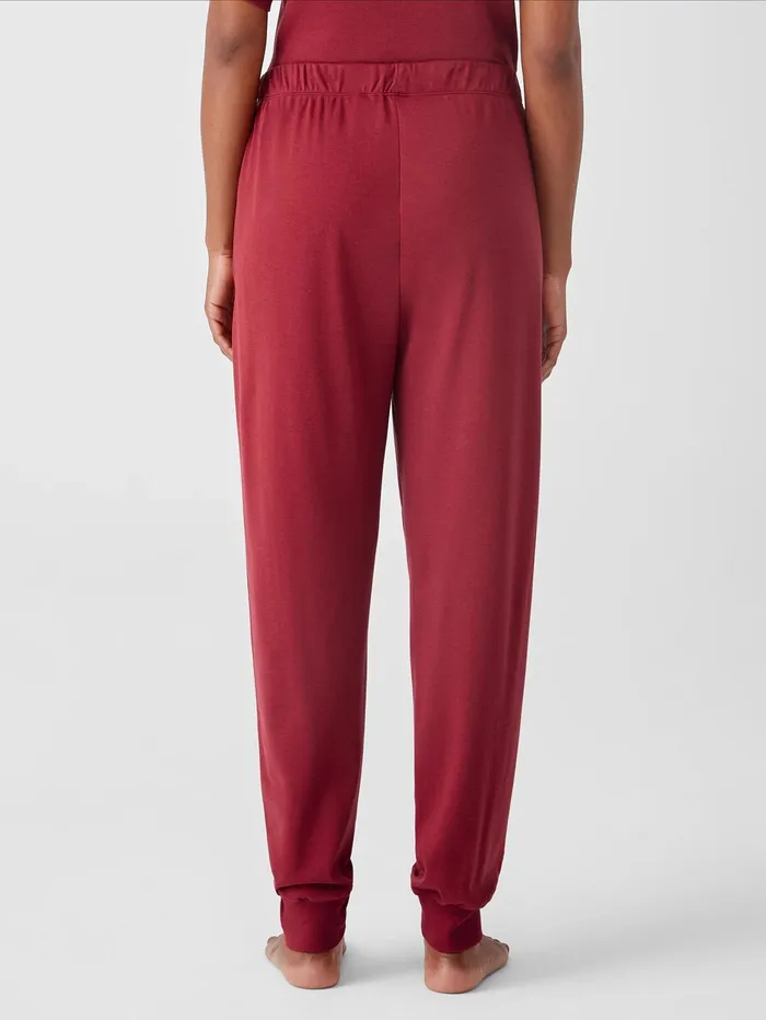 Women Eileen Fisher Sleepwear Cozy Organic Cotton Interlock Jogger Pant Cranberry